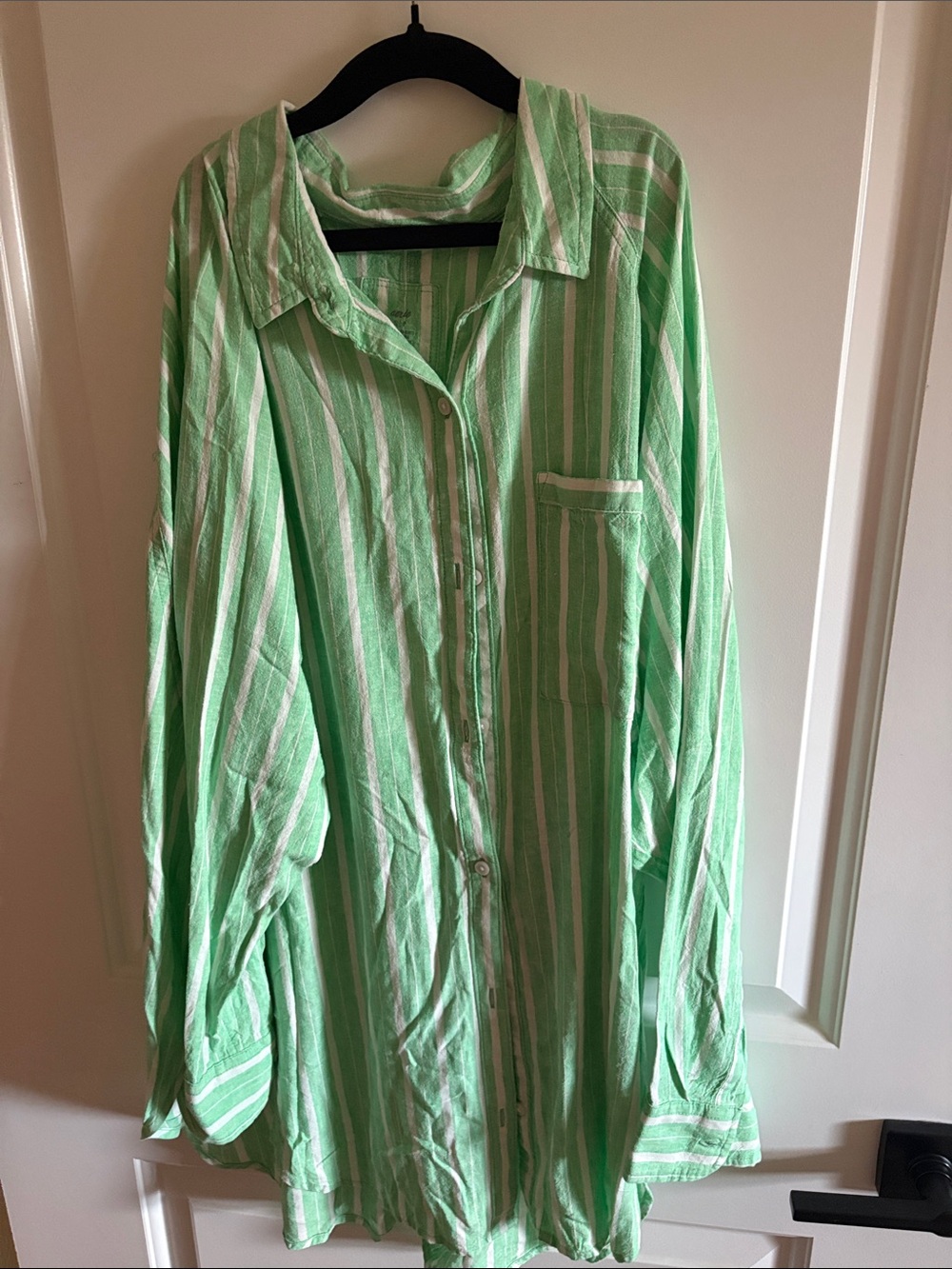 aerie Mint Green and White Striped Button-Down Top
